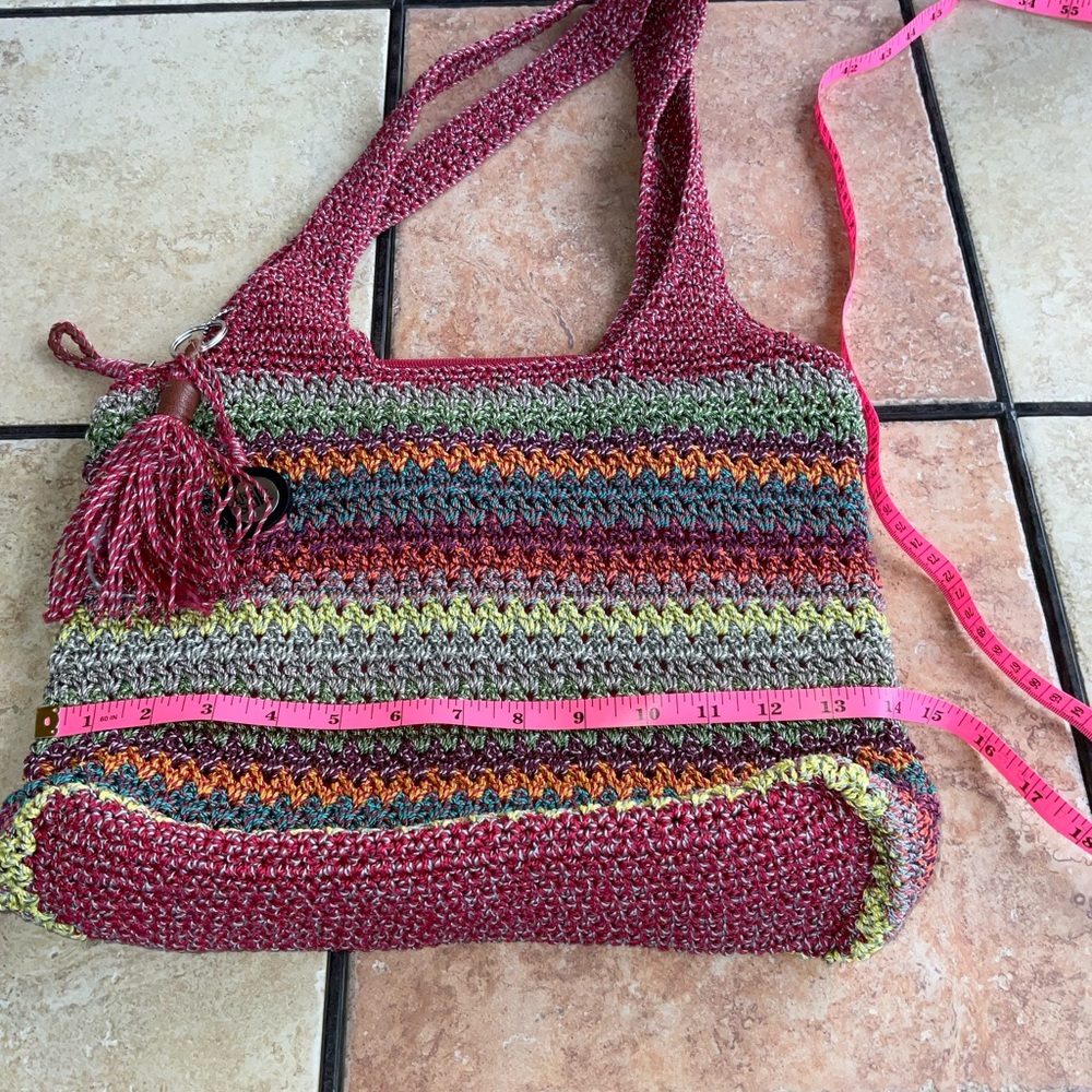 The Sak Knit multicolored LG slouchy purse Shoulder bag Red, Blue, Orange Green - Picture 3 of 11
